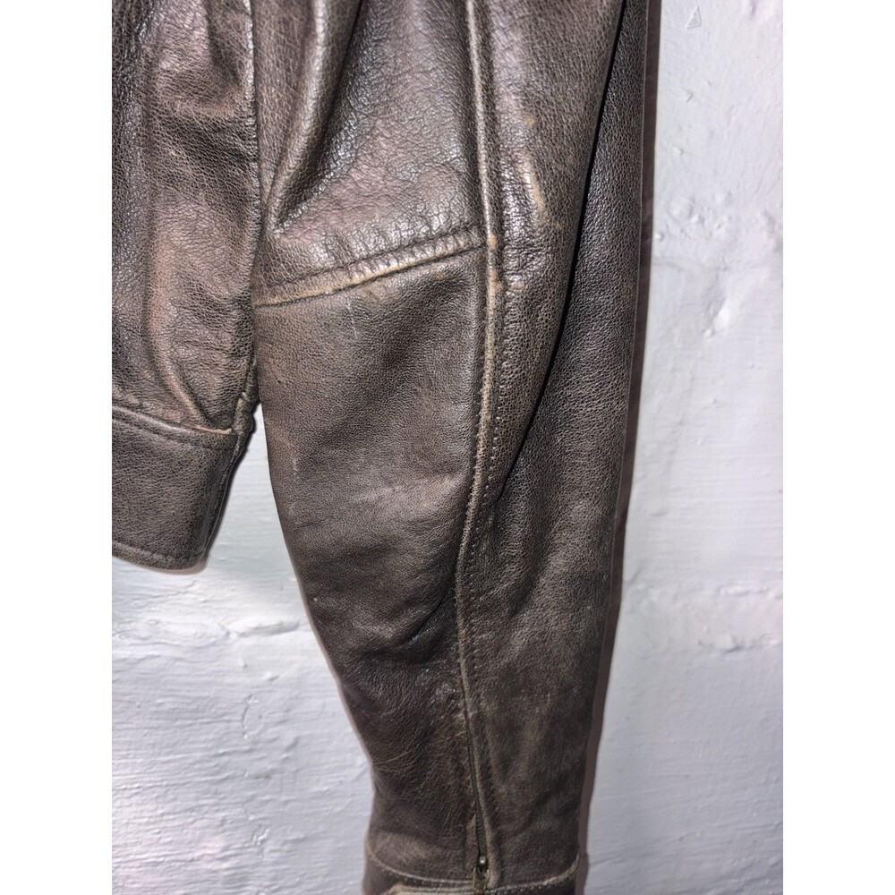 Vintage Women’s Flying Bikes Oakwood Brown Leather Flight Biker Jacket Small - Picture 12 of 13